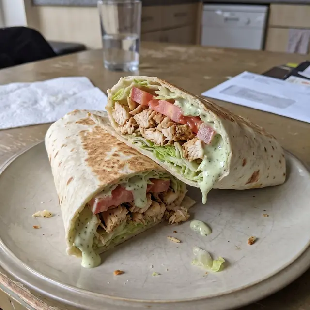 Wrap de frango com molho verde